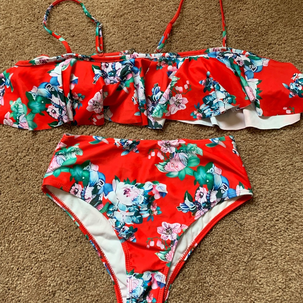 Red Floral Swimsuit